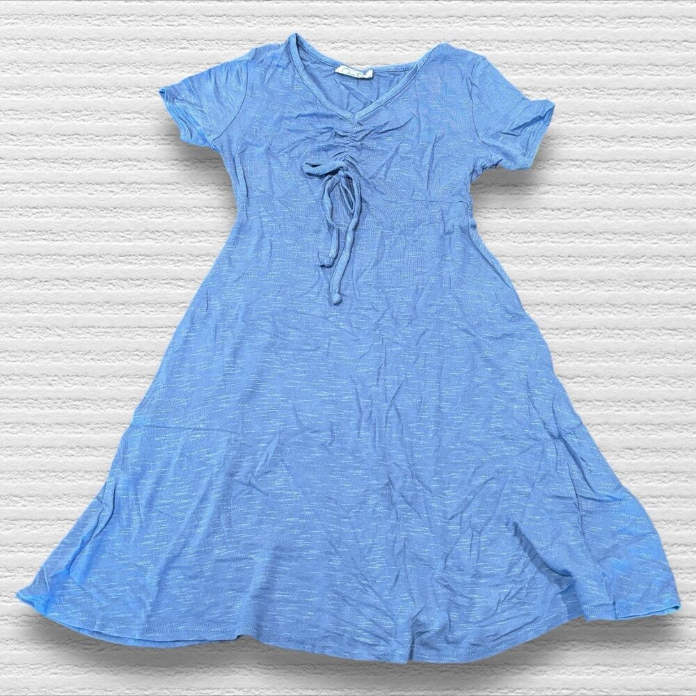 Olivia Rae XS Fit and Flare Ruched Blue Dress